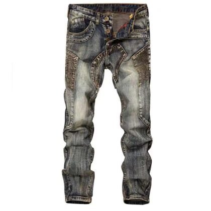 Men’s Retro Patchwork Slim Jeans